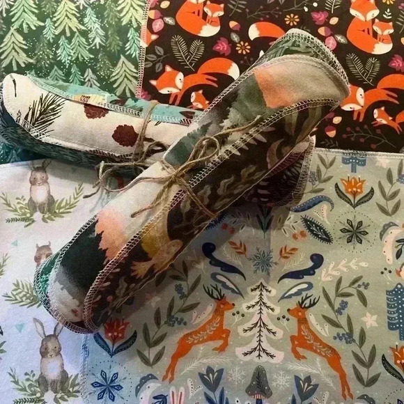 Unpaper Towels Flannel Towels‎ Reusable Napkins Handmade NEW NWT Woodland - Picture 16 of 16